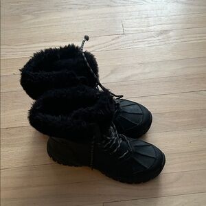UGG Black Waterproof Boots with Fur Trim